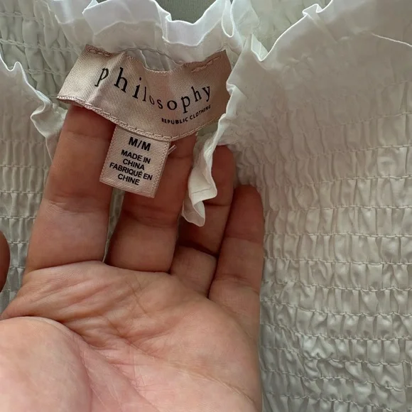 Nwot Philosophy Ivory Ruffled Kids Dress size medium 100% cotton - Picture 6 of 8